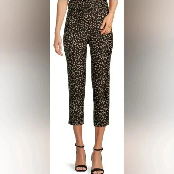 Jude Connally Retro Boho Animal Print Capris Stretch Knit Pull-On Pants - Picture 1 of 5